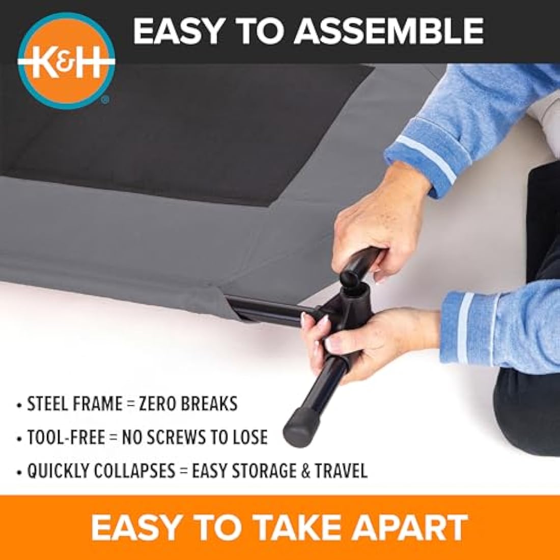 K&H Pet Products Elevated Dog Bed – Cooling Outdoor Cot, XL Grey