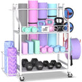 Mythinglogic Home Gym Storage Rack – Rolling Weight Rack for Yoga Mats
