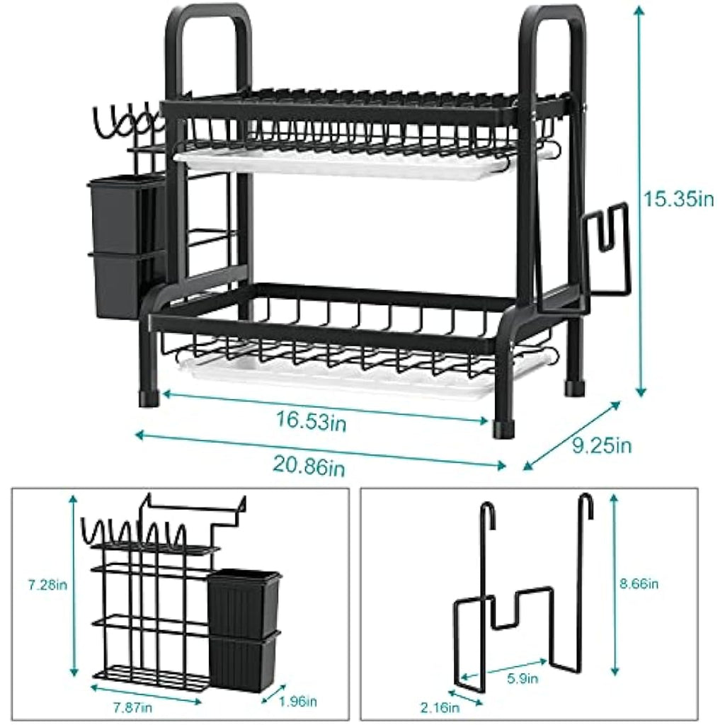 Niffgaff 2-Tier Stainless Steel Dish Drying Rack with Drip Tray
