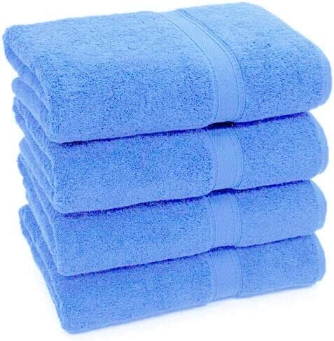 Nausha Egyptian Cotton Bath Towels - 4 Pack Set, 500 GSM (Cobalt)