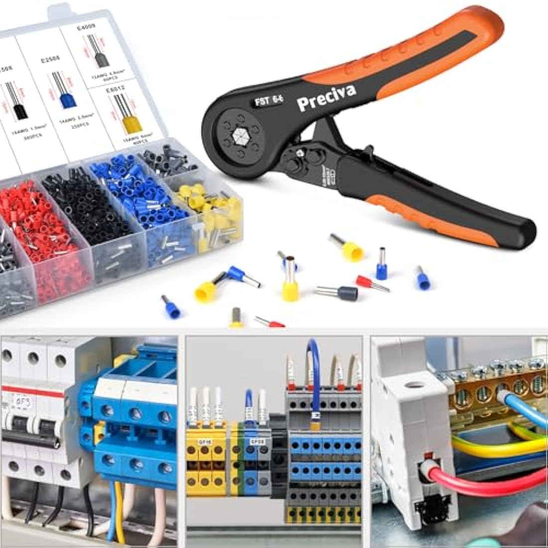 Preciva Wire Crimper Tool Kit | Hexagonal Ferrule Pliers with 2000pcs