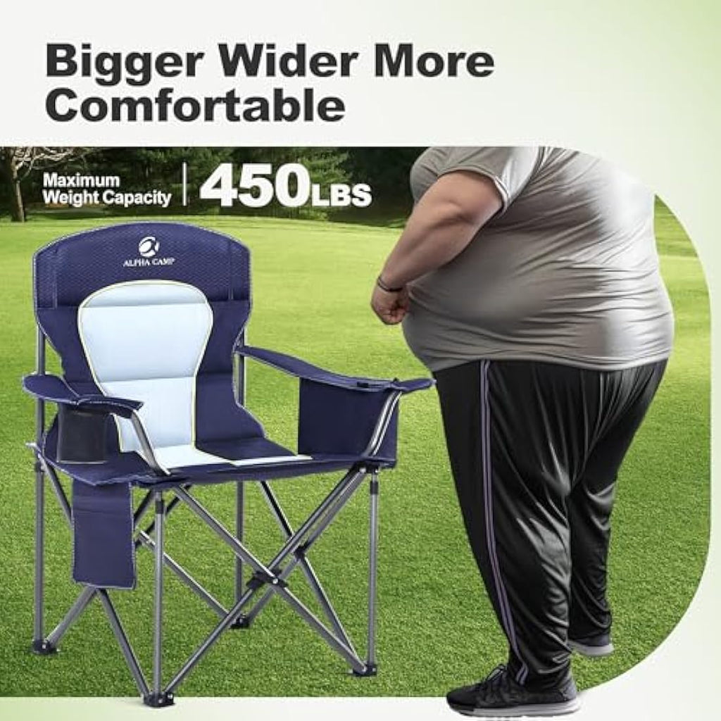LET'S CAMP Oversized Folding Camping Chair with Cooler Bag – 200kg