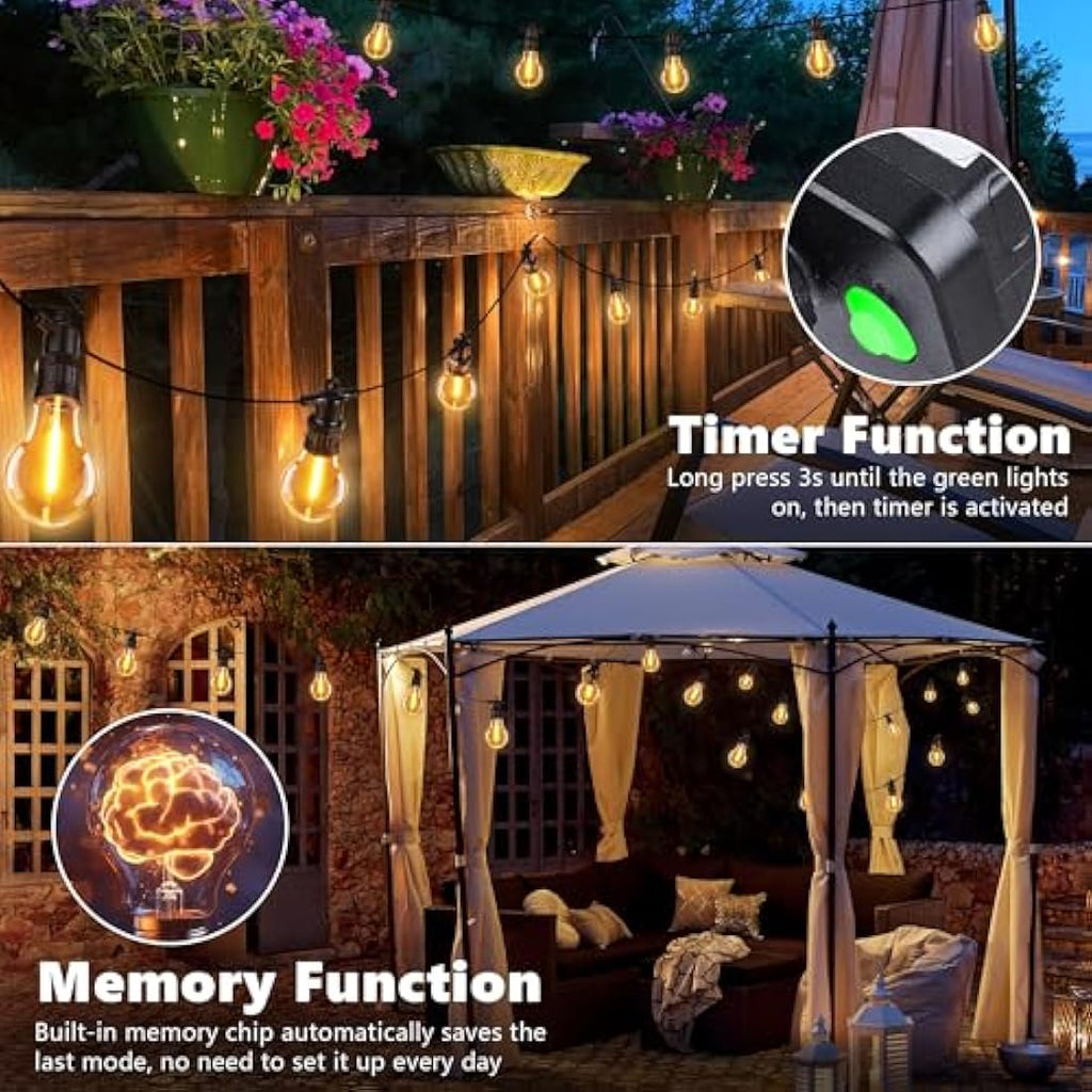Joomer Festoon Lights Outdoor: 28.5M Mains Powered String Lights, 8 Modes