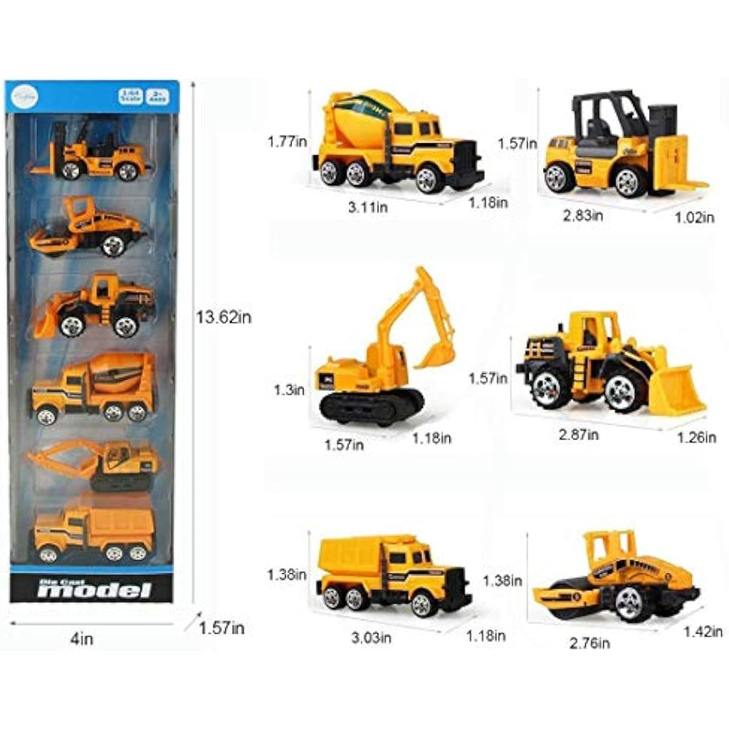 6-Pack Diecast Construction Vehicle Toy Set for Kids