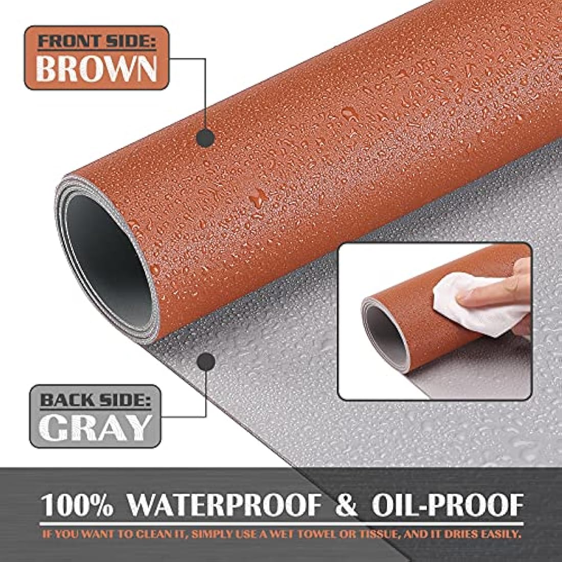 K KNODEL Leather Desk Mat – Dual-Sided Waterproof Office Pad, Brown (80x40cm)