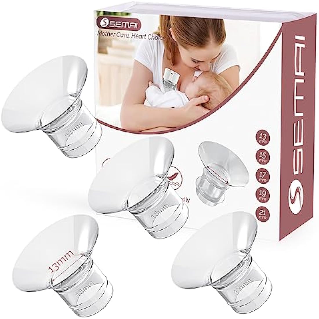 semai 13mm Breast Pump Flange Inserts for 24mm Shields - 4 Pack