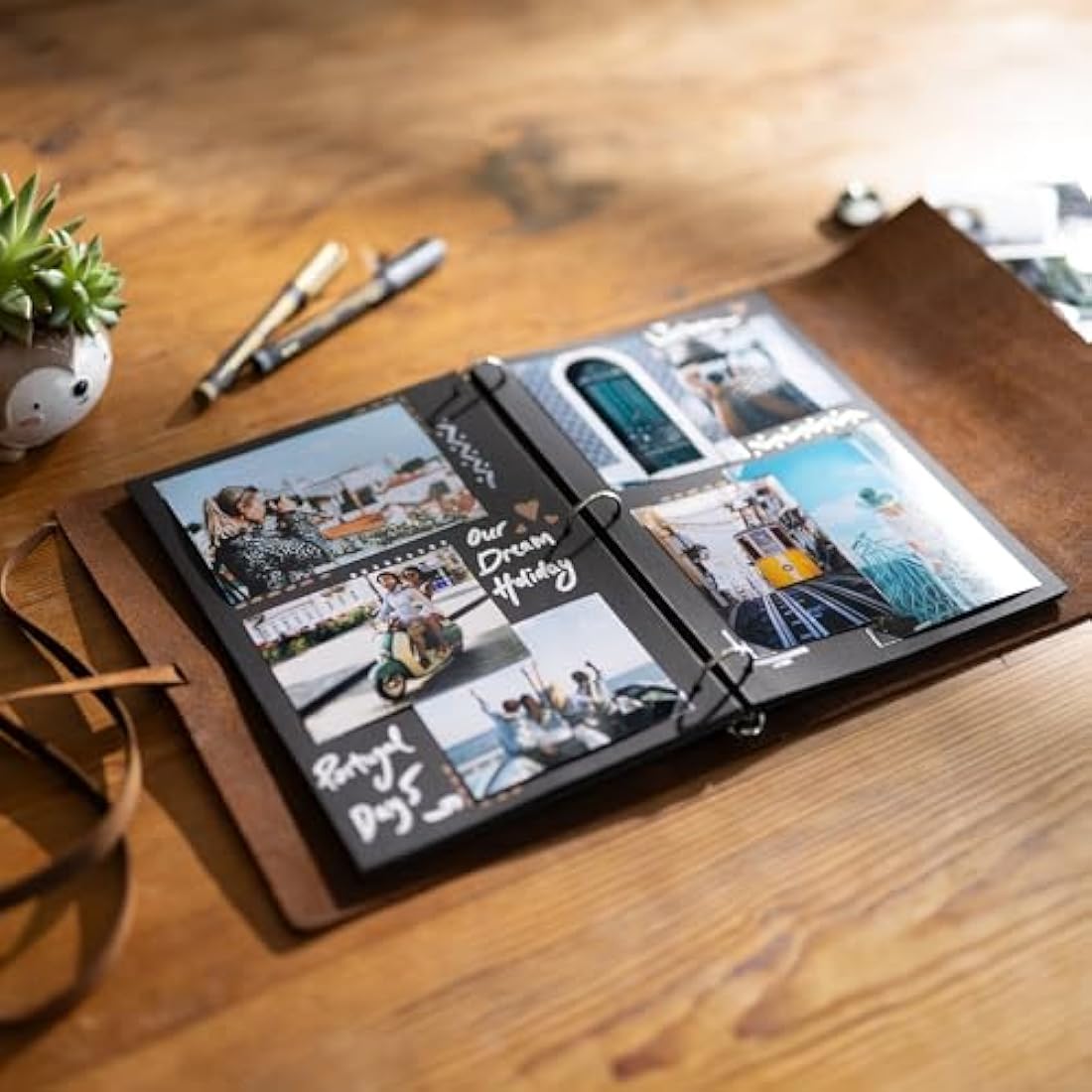 Moonster Full Grain Buffalo Leather Photo Album – Handmade Scrapbook