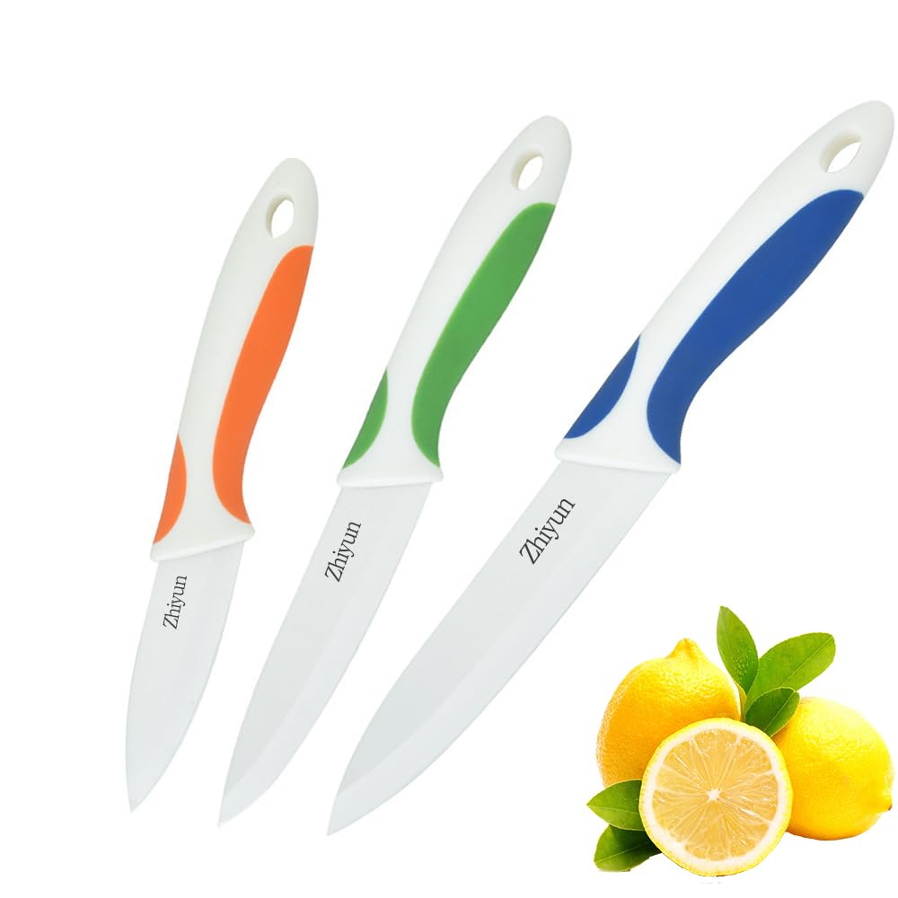 Zhiyun 3-Piece Ceramic Knife Set – Chef, Fruit, and Paring Knives