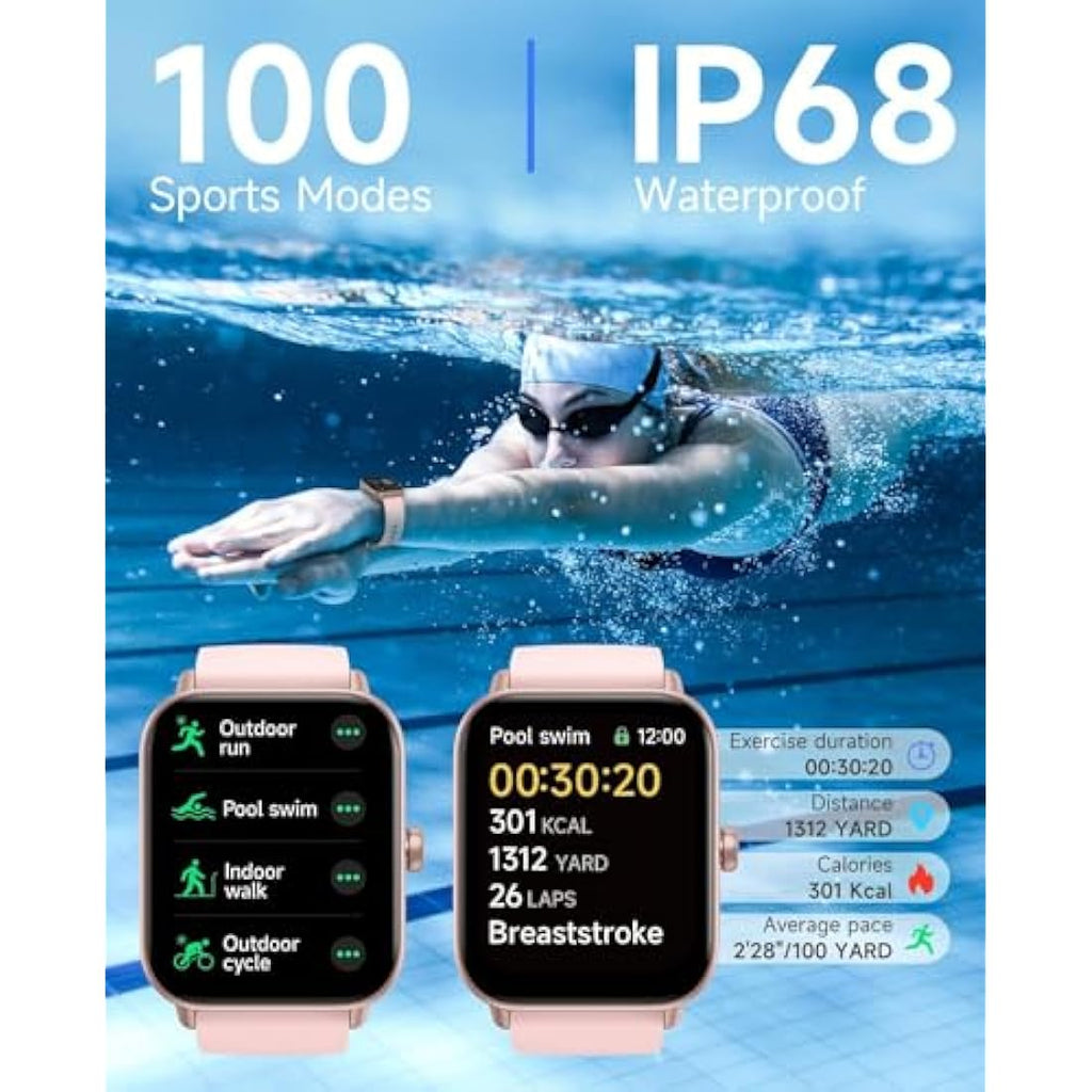 TOOBUR Smart Watch for Women – 1.8" IP68 Waterproof Fitness Tracker