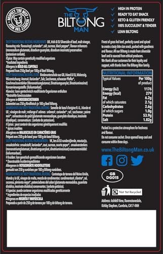 The Biltong Man Tasty Traditional Lean Beef Biltong - 1kg (Pack of 2)