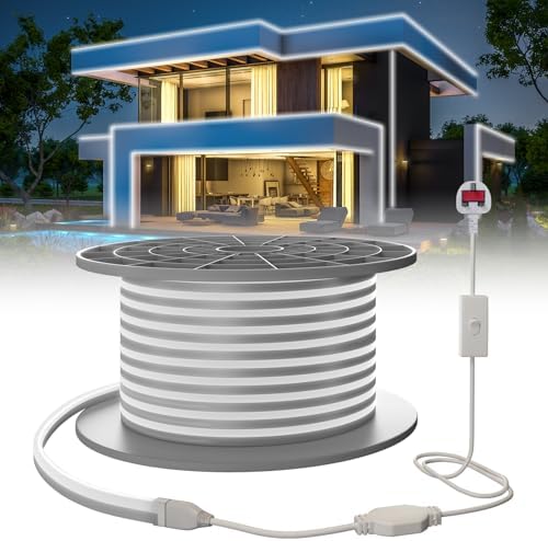 SUCIKORIO 50m Neon LED Strip Light | 6000K Cold White IP65 Waterproof
