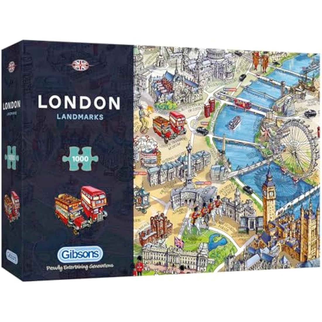 London Landmarks 1000 Piece Jigsaw Puzzle | Recycled Map Puzzle