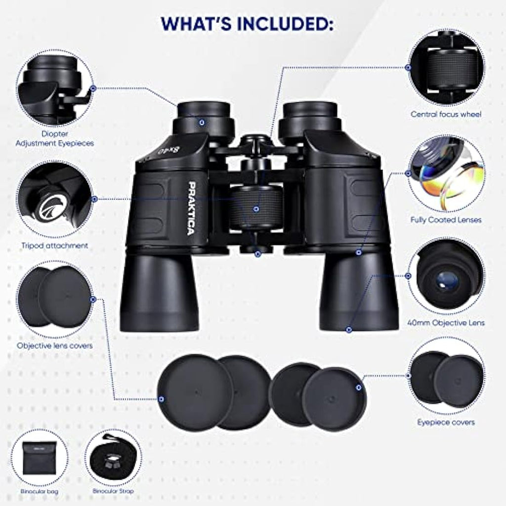 Praktica Falcon 8x40mm Porro Prism Binoculars – Lightweight Field Optics