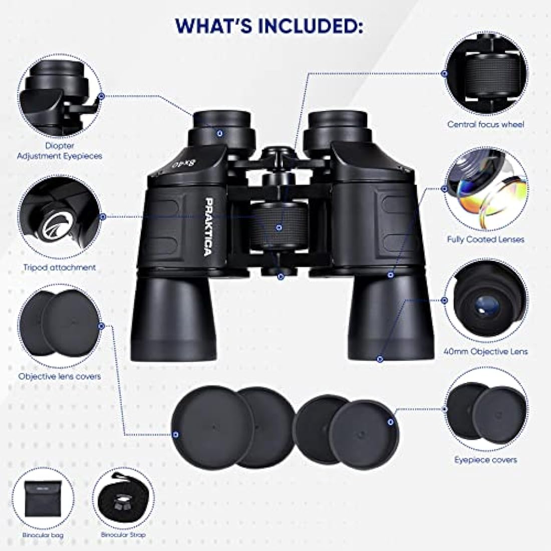 Praktica Falcon 8x40mm Porro Prism Binoculars – Lightweight Field Optics
