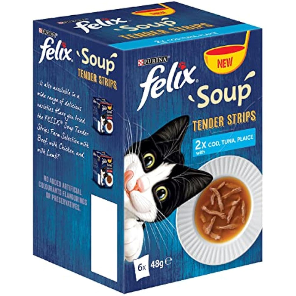 Felix Soup Tender Strips Fish Selection Wet Cat Food - 48 x 48g Bulk Pack