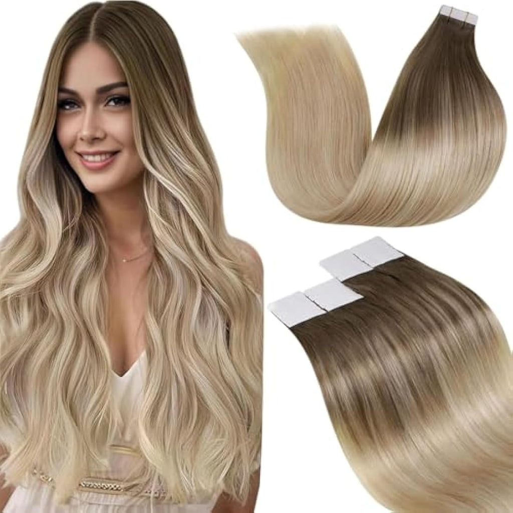 LaaVoo Tape in Hair Extensions | Remy Human Hair Balayage 14 Inch