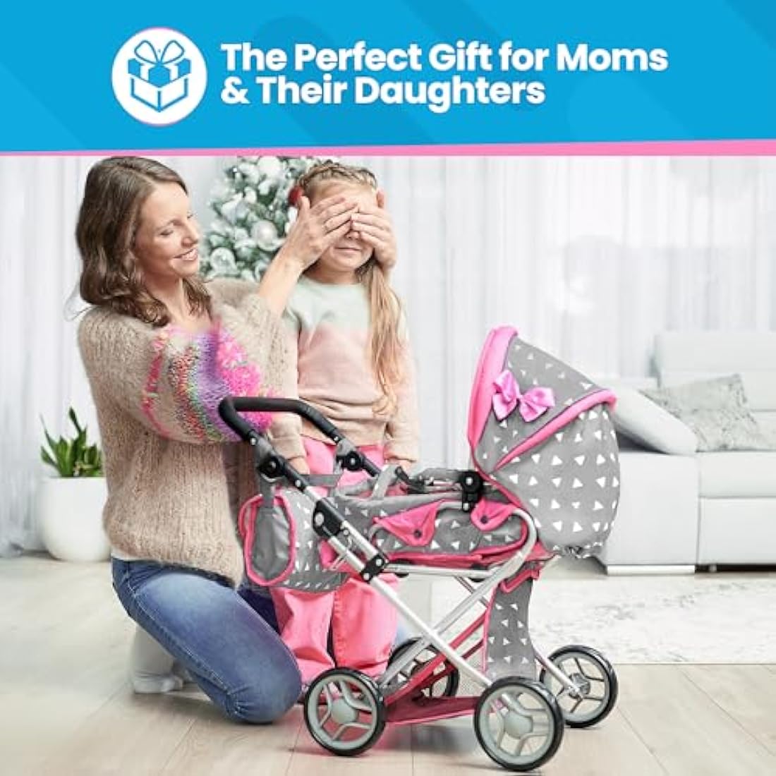 Kinderplay 3-in-1 Doll Pram – Toy Stroller with Adjustable Handle, KP0200S