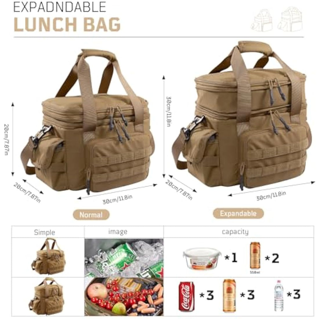 1TG Tactical Insulated Lunch Bag | Expandable Leakproof Cooler, 24L