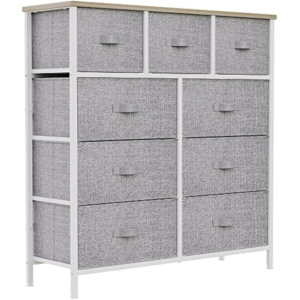 YITAHOME 9-Drawer Fabric Dresser – Wide Storage Chest, Light Grey
