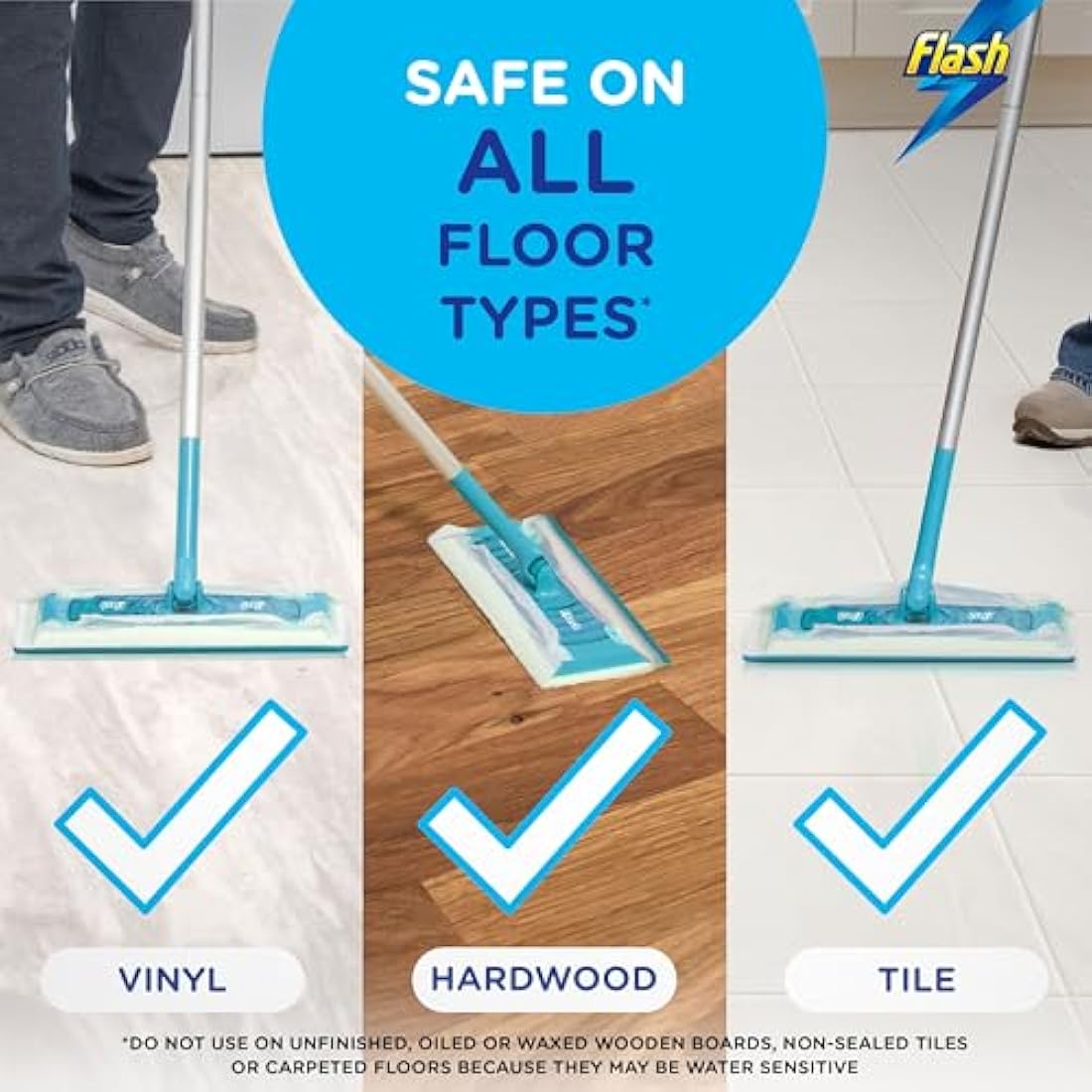 Flash Speedmop Floor Cleaner Starter Kit | 1 Handle + 8 Refill Pads