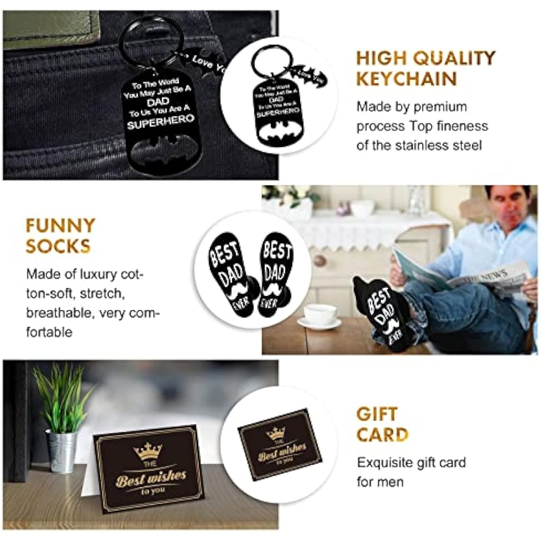 AYGE Dad Gifts Set | 6pc Father's Day Gift Box with 20oz Tumbler & Hat