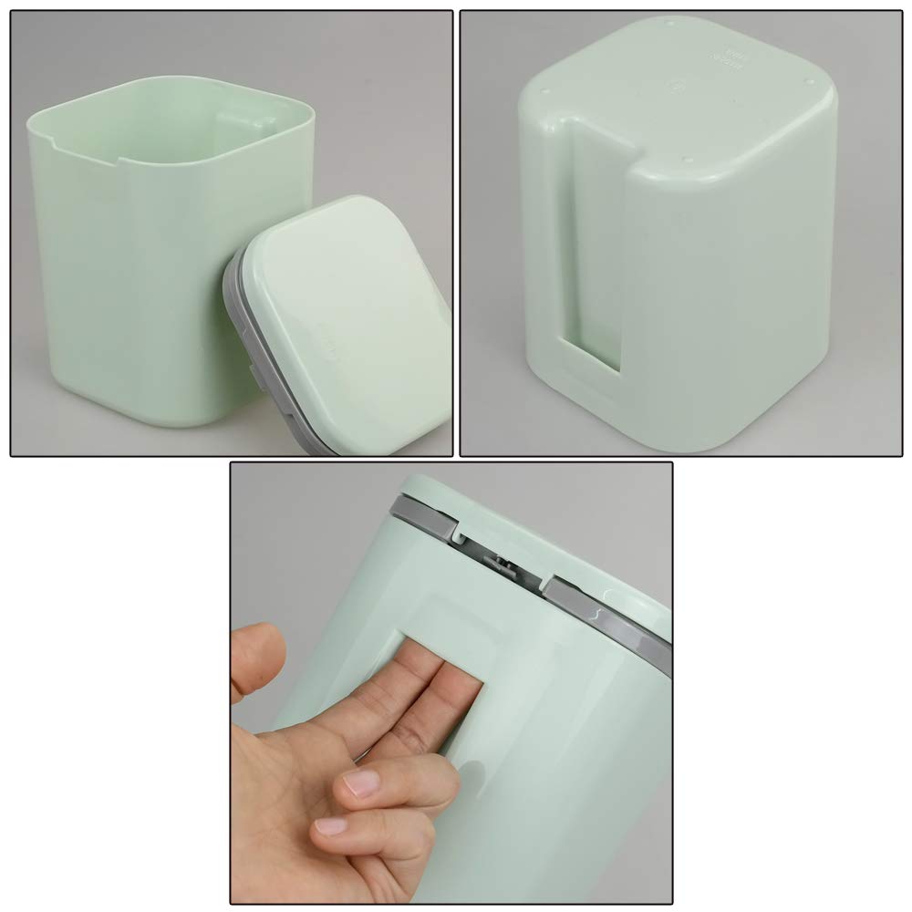 Gitany Push-button Mini Desktop Dustbin with lid, Small Trash Bin Green - image 2