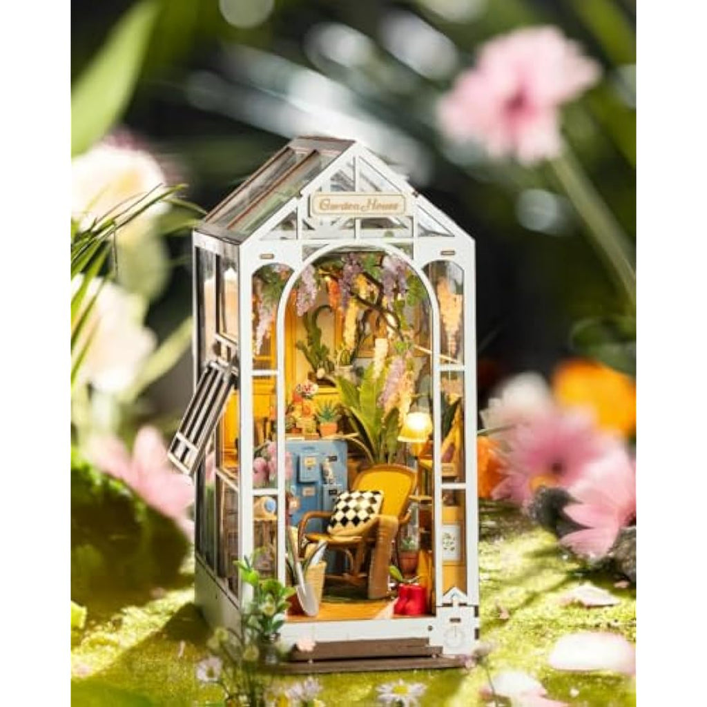 Rolife Greenhouse Book Nook Kit – DIY 3D Wooden Puzzle with LED Light