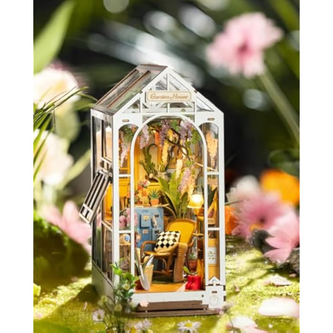 Rolife Greenhouse Book Nook Kit – DIY 3D Wooden Puzzle with LED Light
