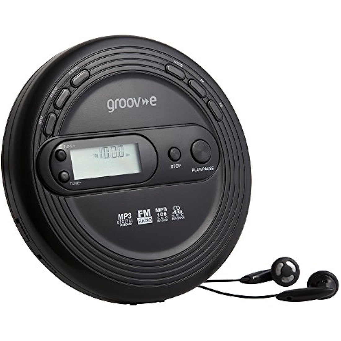 Groov-e Retro Portable CD Player | FM Radio & MP3 Playback – Black