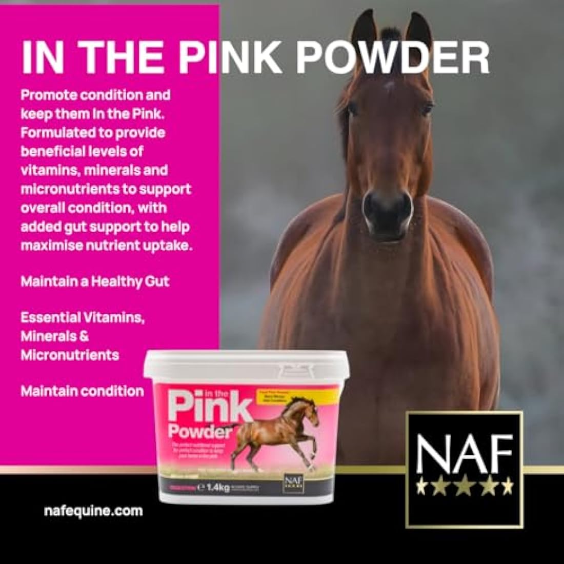 NAF Pink Powder 1.4kg – Horse Digestive Supplement with Probiotics