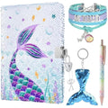 WERNNSAI Mermaid Sequin Secret Diary with Lock - Girls A5 Journal Gift Set