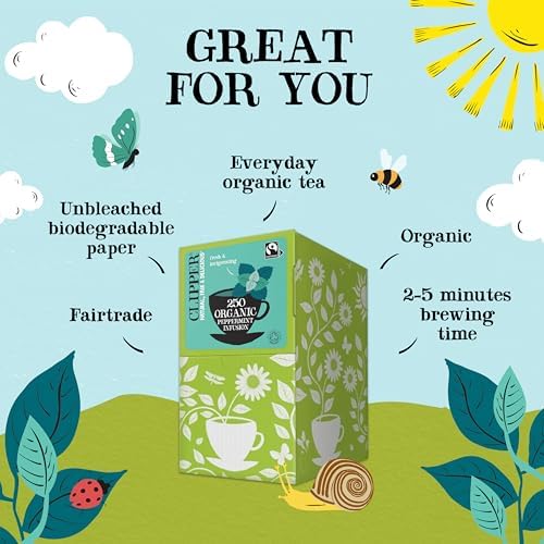 Clipper Organic Peppermint Tea - 250 Caffeine-Free Wrapped Bags
