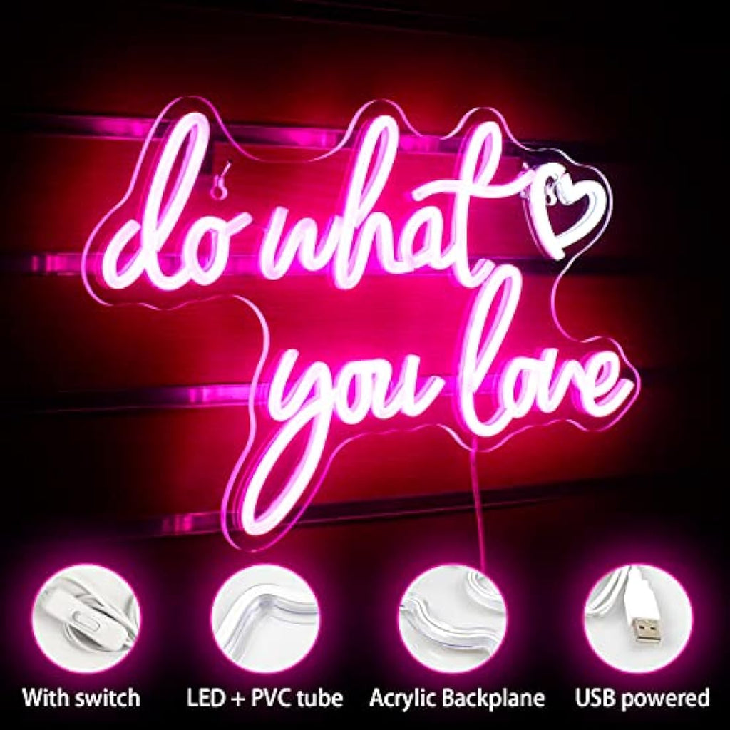 Jolof Store Do What You Love Neon Sign – Pink LED Wall Decor for Bedroom