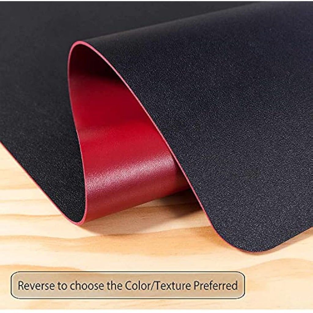 DOBAOJIA Large PU Leather Desk Pad | Waterproof Extended Mouse Mat, 35x17"