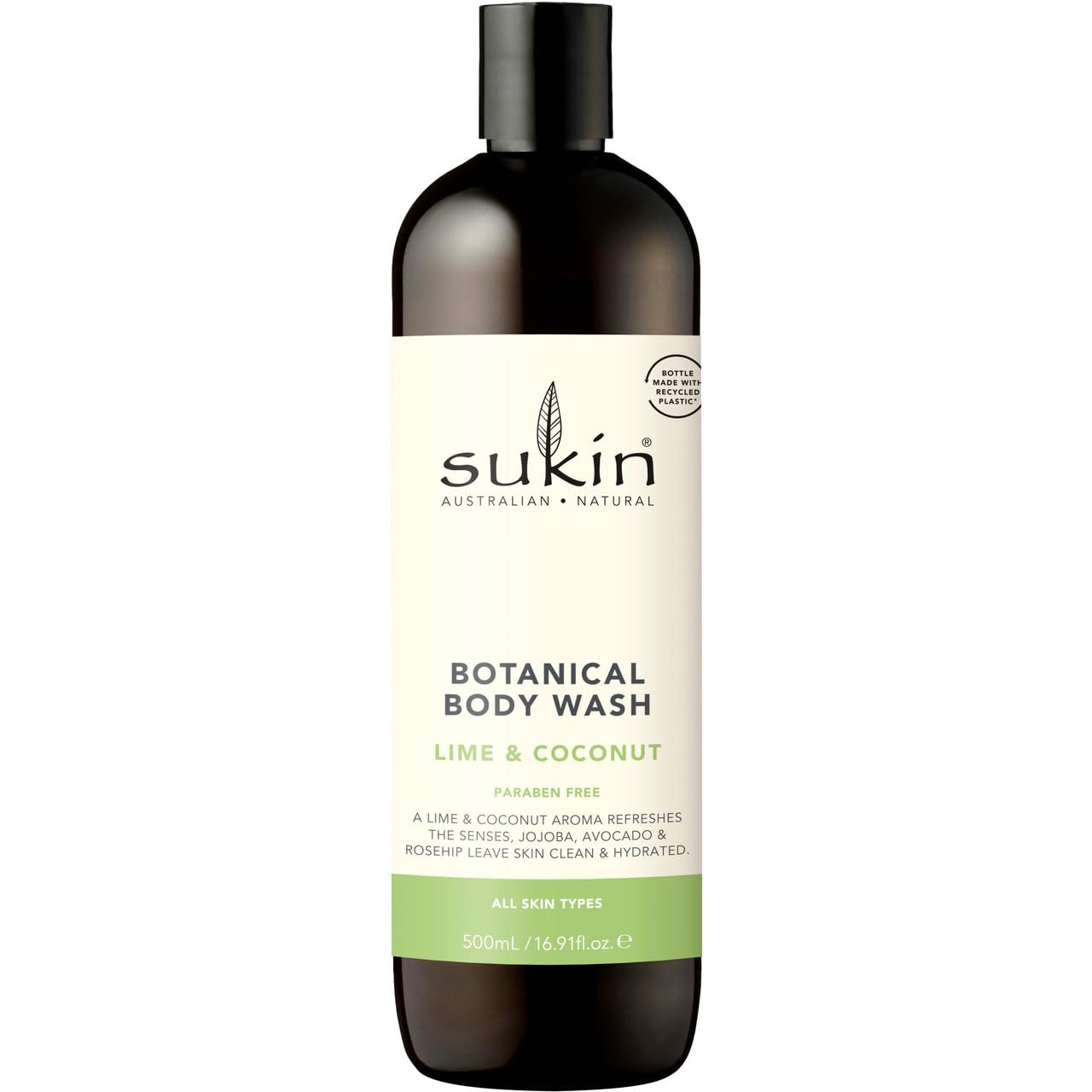 Sukin Lime & Coconut Botanical Body Wash – Natural Soap-Free Cleanser 500ml