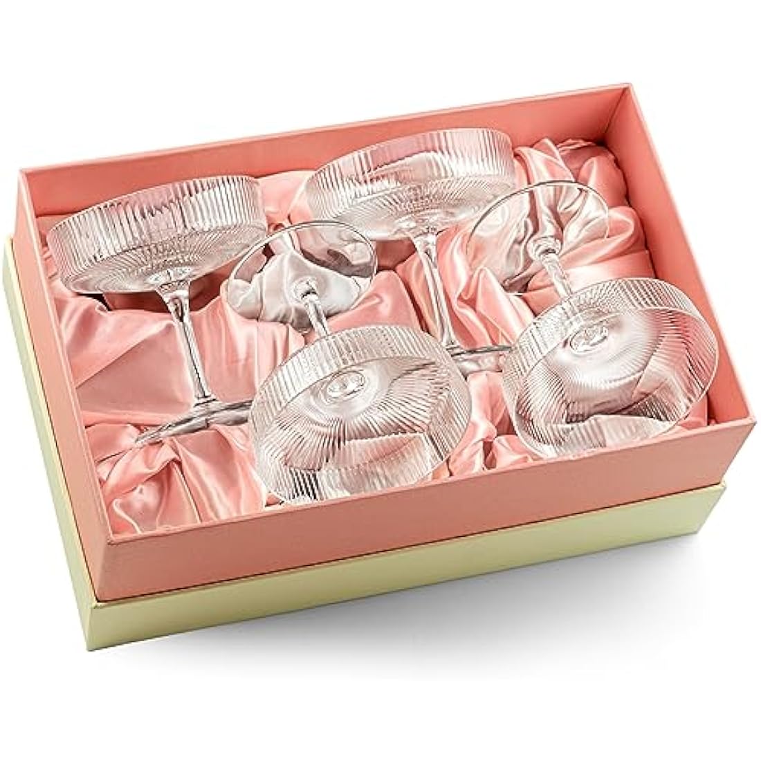 Jolof Store Art Deco Crystal Coupe Glasses – Set of 4 Vintage Cocktail Saucers