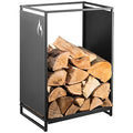 Kos Design Firewood Log Rack – Heavy Duty Matte Black Steel Log Holder