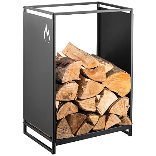 Kos Design Firewood Log Rack – Heavy Duty Matte Black Steel Log Holder