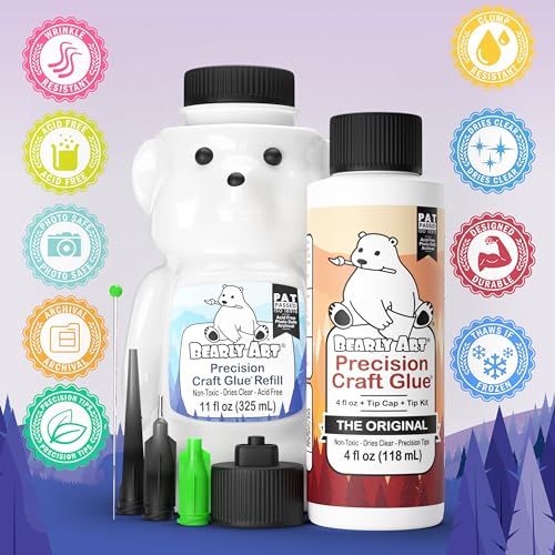 Bearly Art Precision Craft Glue Bundle – 4oz & 11oz Refill Kit