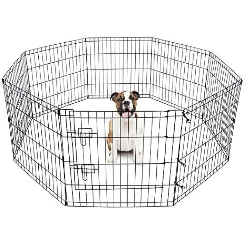 8 Panel Foldable Pet Playpen for Dogs & Cats | Black