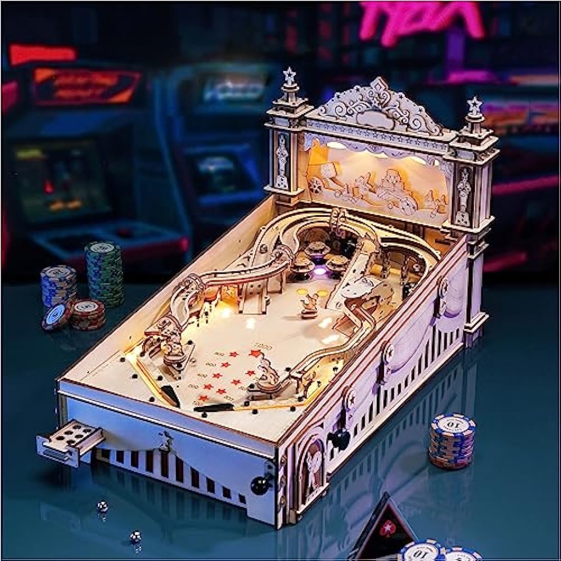 3D Pinball Machine - Mechanical Wooden Model Building Kit