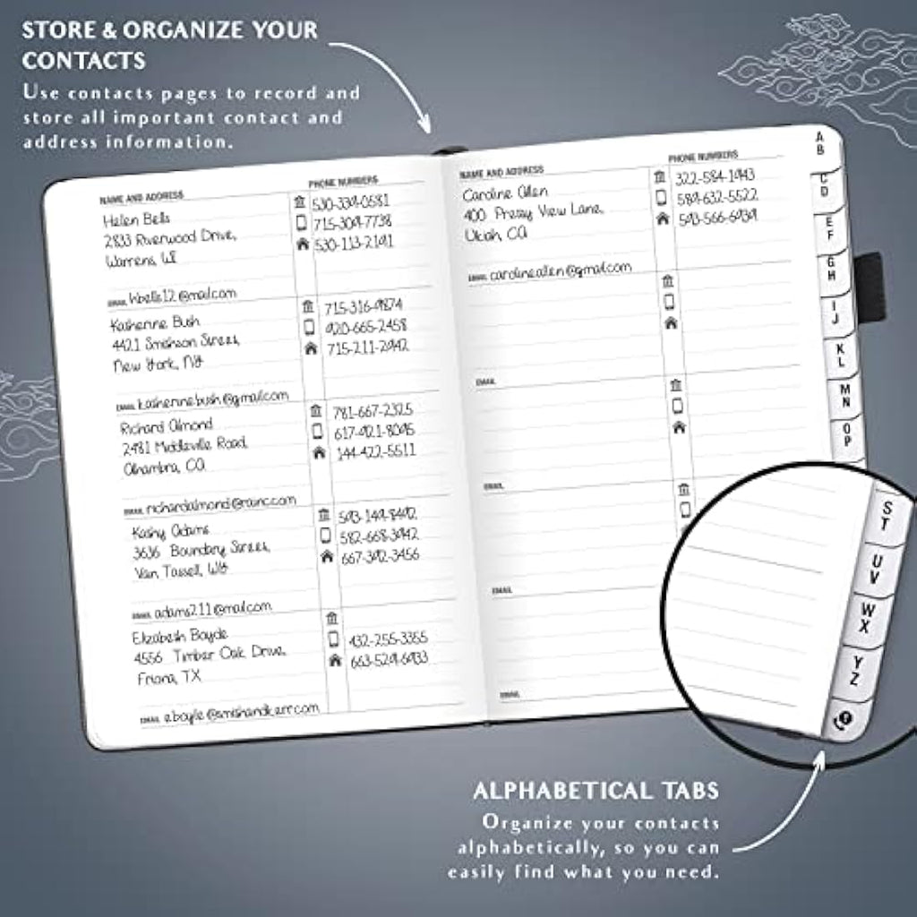 Address Book with Alphabetical Tabs - Mystic Grey Planner