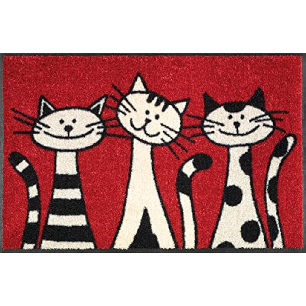 Jolof Store Three Cats Door Mat – Washable Non-Slip Nylon, 50x75 cm