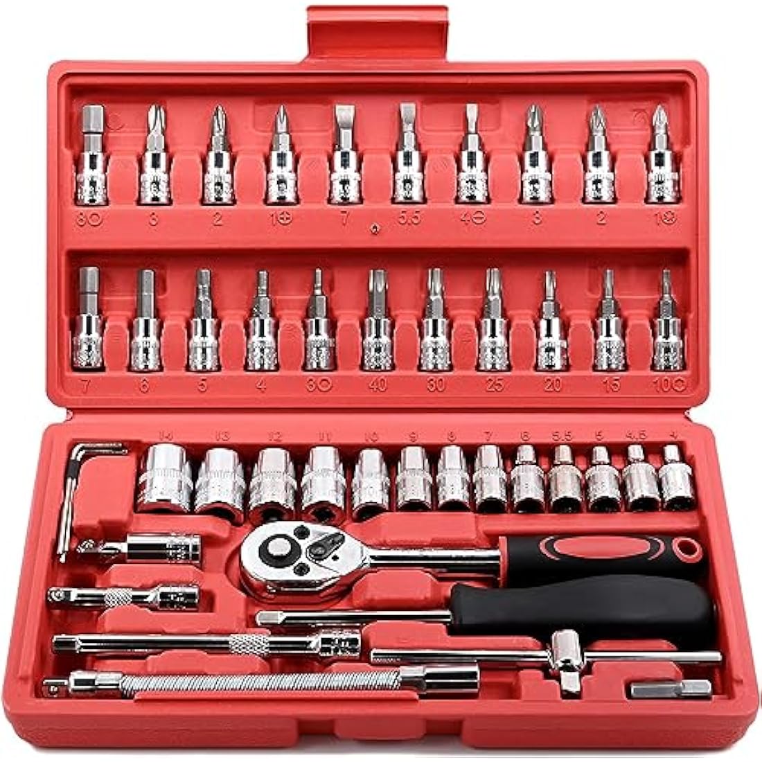 46-Piece 1/4" Drive Socket Set – Chrome Vanadium Tool Kit