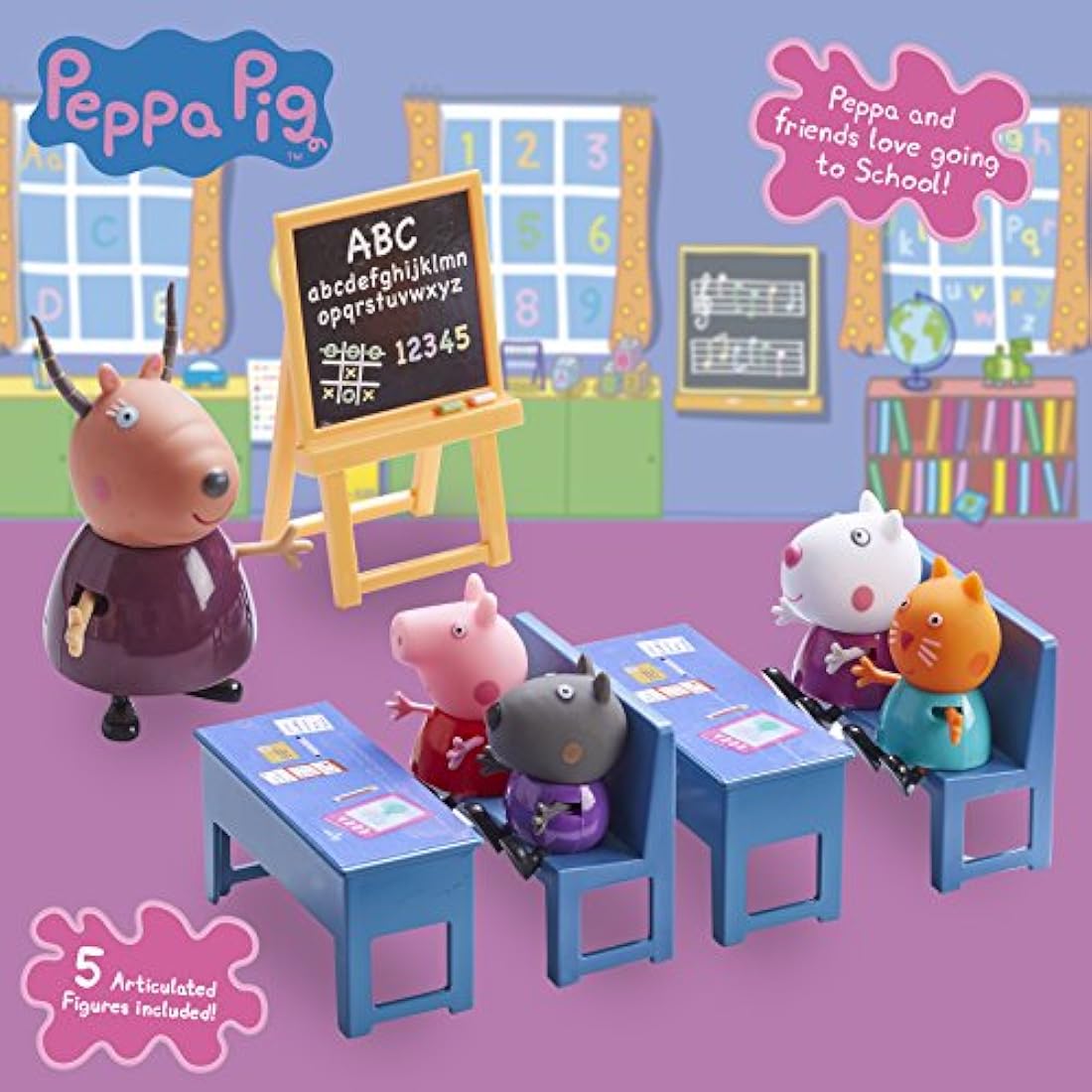 Peppa Pig Classroom Toy Playset with Character Figures – Multicoloured