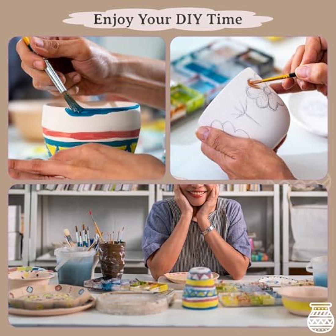 Caydo 2KG Air Dry Clay Pottery Kit for Beginners - DIY Ceramic Set