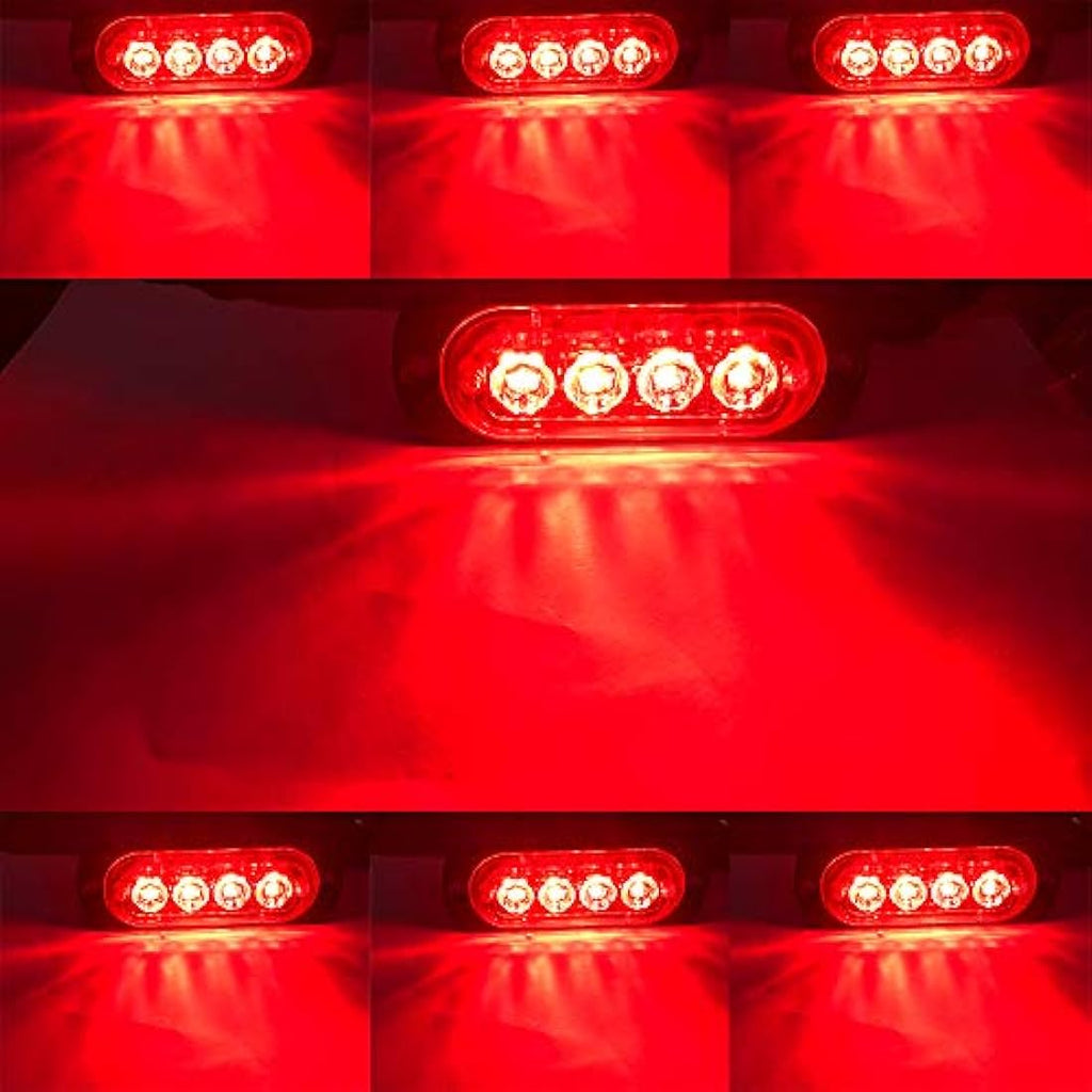 4pcs Ultra-Thin Red LED Emergency Strobe Warning Lights