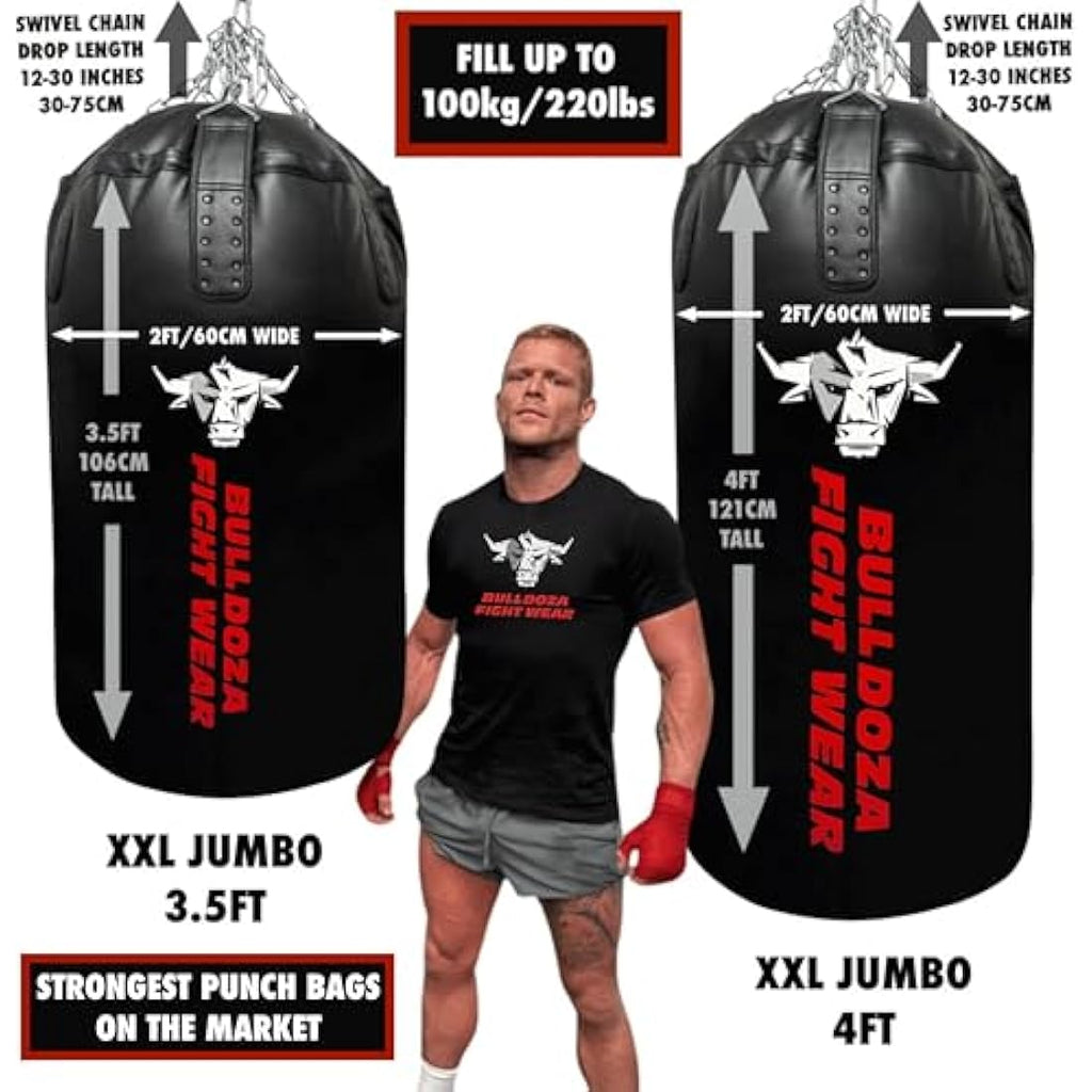 Bull Doza Fight Wear XXL Heavy-Duty Self-Fill Punching Bag with Chains