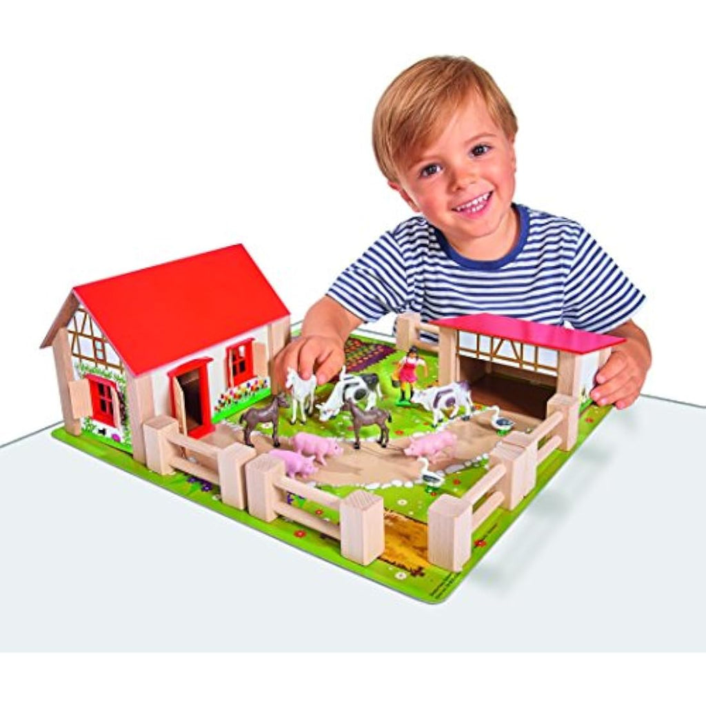 Eichhorn Wooden Farm Toy Set – 21-Piece Educational Playset with Figures