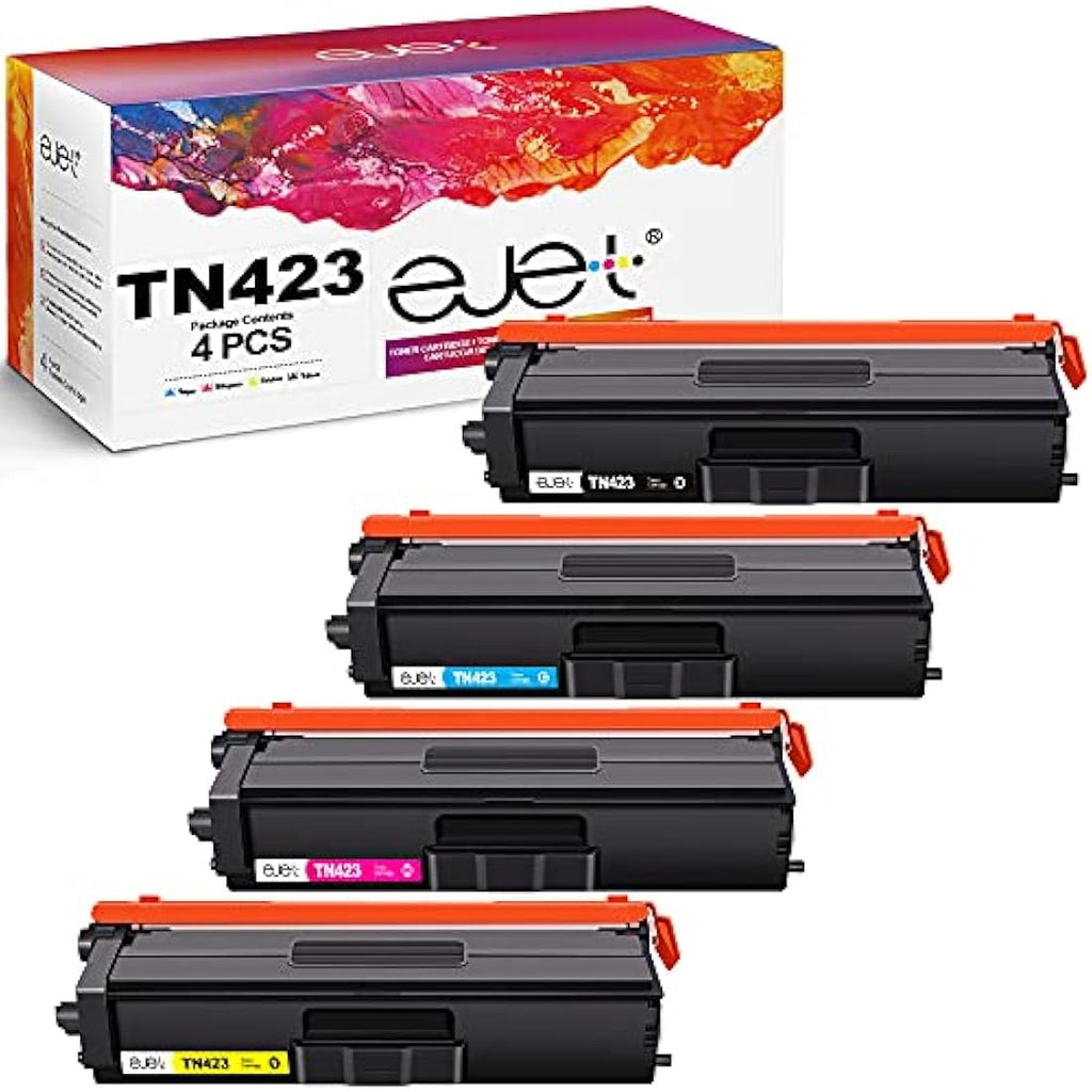 ejet TN423 TN421 Compatible Toner Cartridges for Brother - 4-Pack